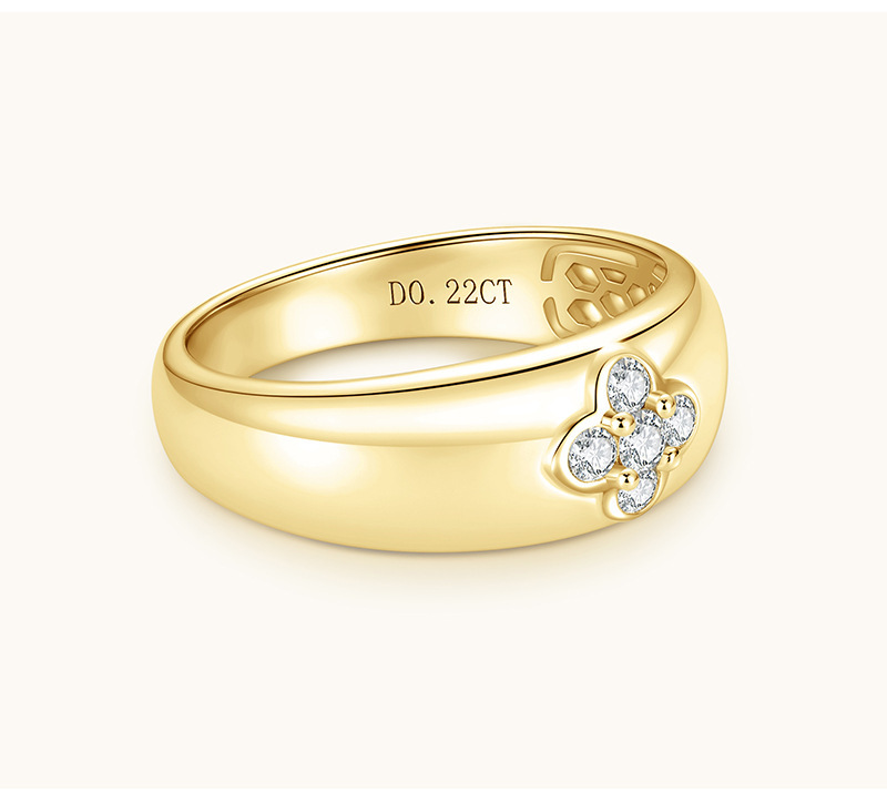 Moissanite Fashion Four Leaf Clover Wide Wedding Band Ring In Sterling Silver