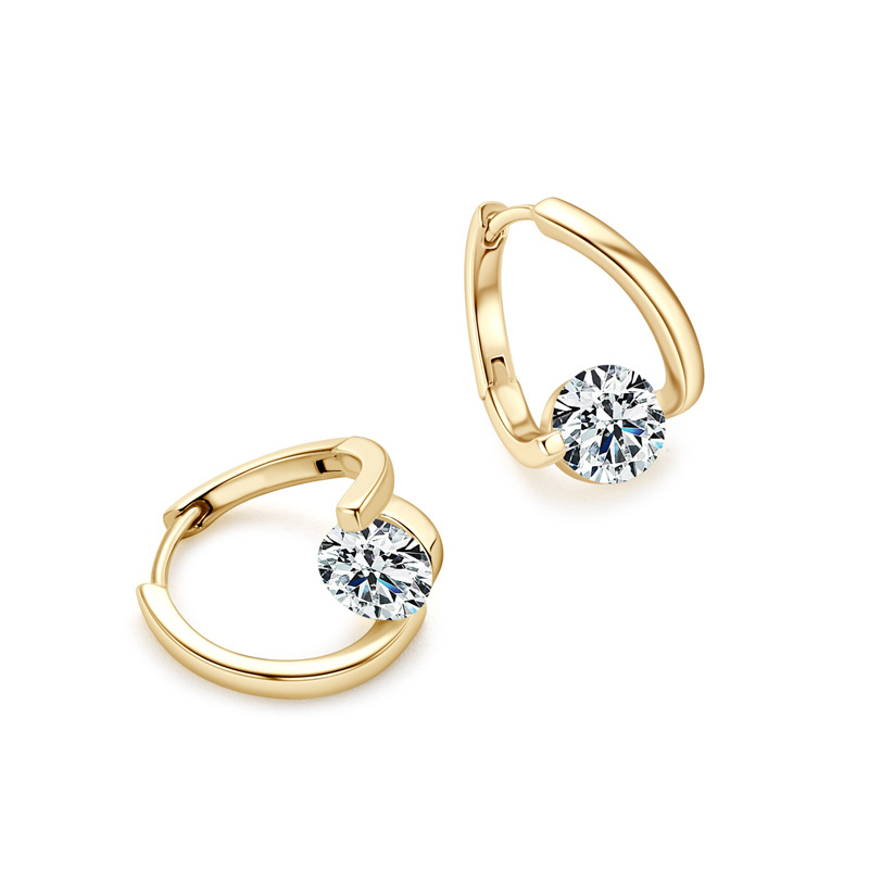 1Ct Moissanite Floating Circle Design Earrings