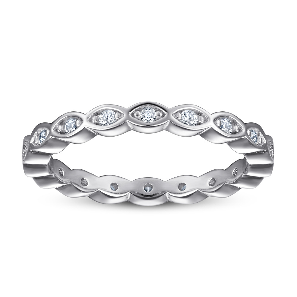 Beading Marquise Silver Rose Gold White Wedding Band