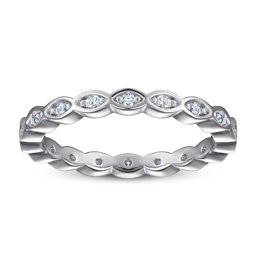 Beading Marquise Silver Rose Gold White Wedding Band