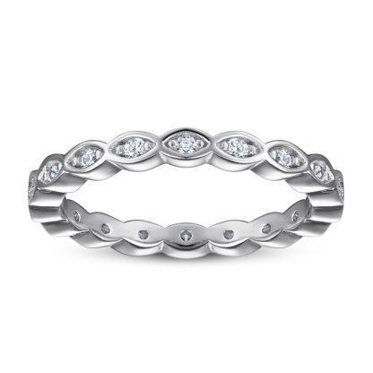 Beading Marquise Silver Rose Gold White Wedding Band