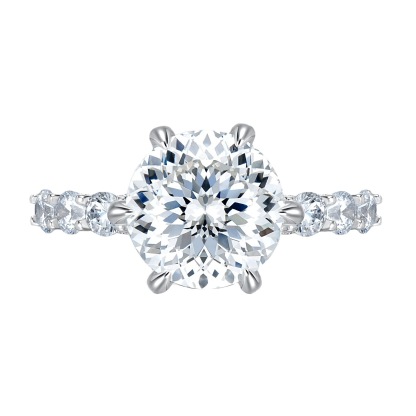 5Ct White Round Cut Prong Setting Ring-Sterling Silver-lornajewelry