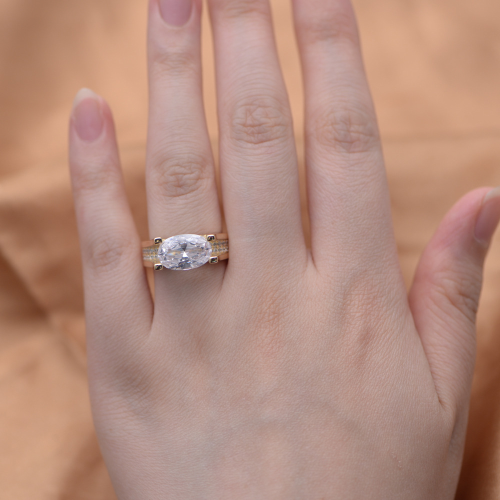 4Ct Oval Cut Vintage Sterling Silver Engagement Ring-Sterling Silver-lornajewelry