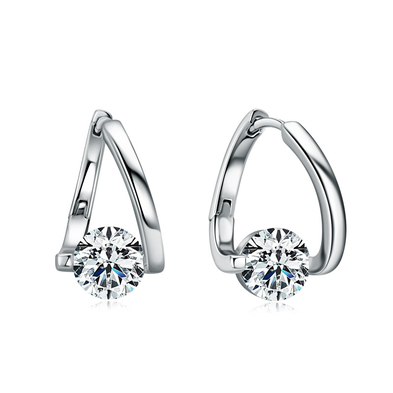 1Ct Moissanite Floating Circle Design Earrings