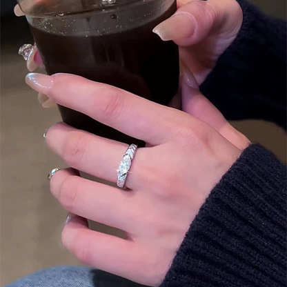 1Ct Marquise Cut White Gemstone Vintage Design Ring-Sterling Silver-lornajewelry