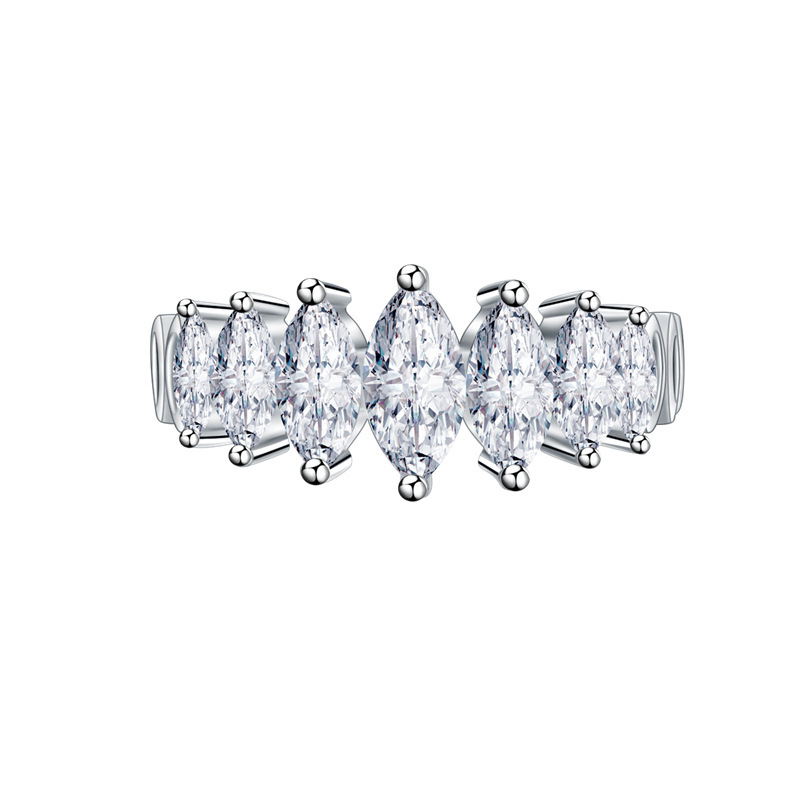 [Copy]Sterling Silver Irregular Design Delicate Multi-Stone Wedding Band