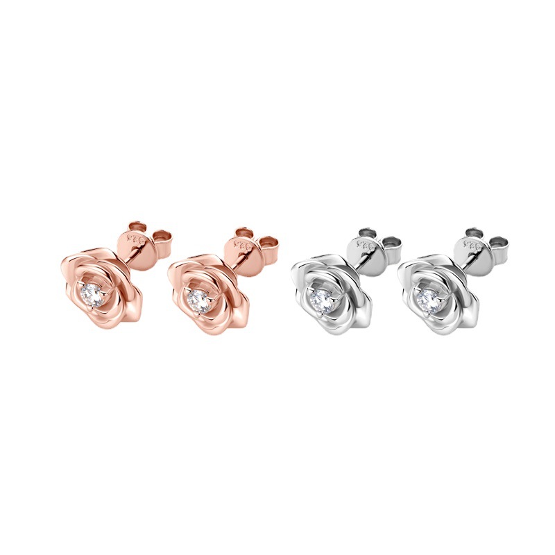 Moissanite Rose Flower Design Earrings