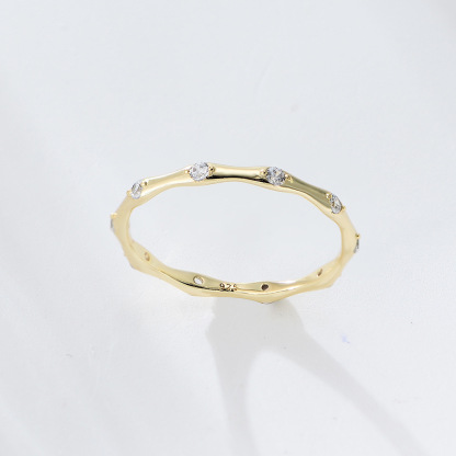 Minimalist Geometric Bamboo-Inspired Fashion Wedding Band in Sterling Silver