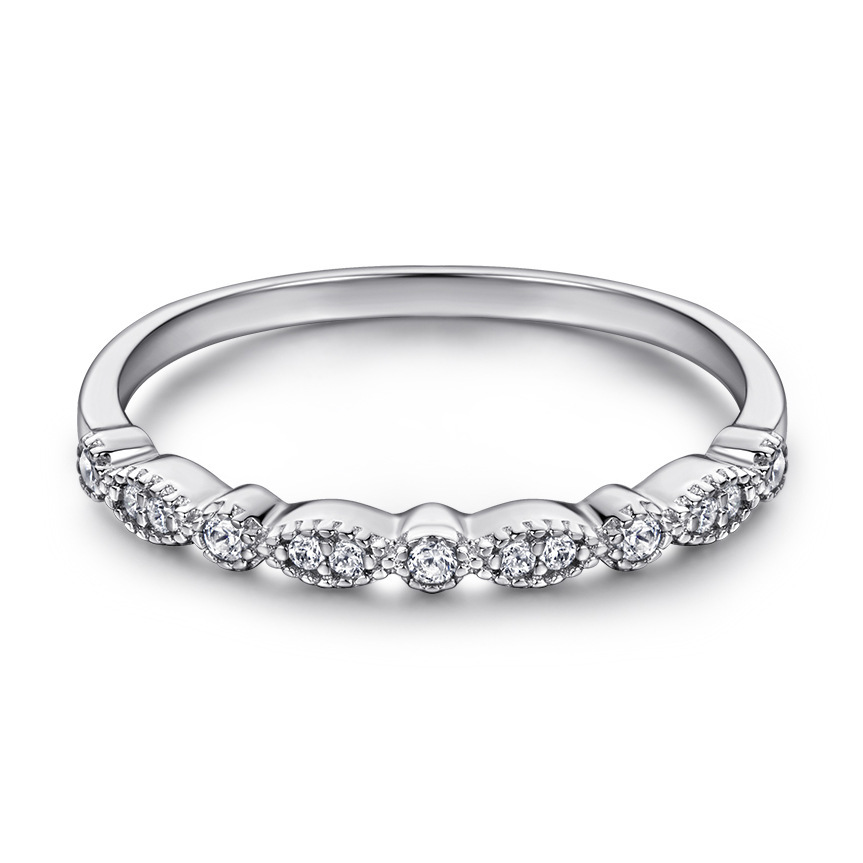 Art Deco Half Eternity Wedding Band-lornajewelry
