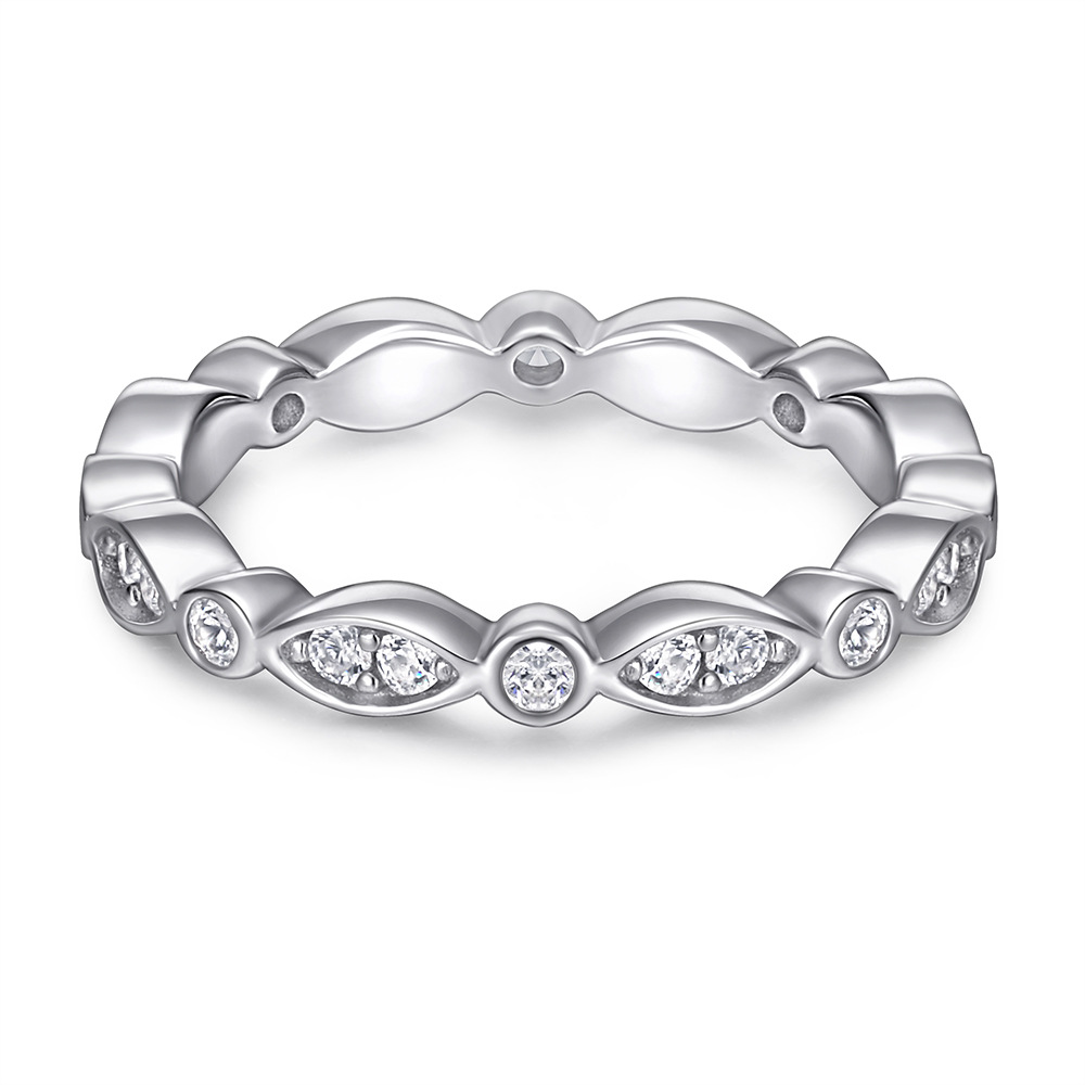 925 Sterling SilverMarquise Rose Gold White Wedding Band