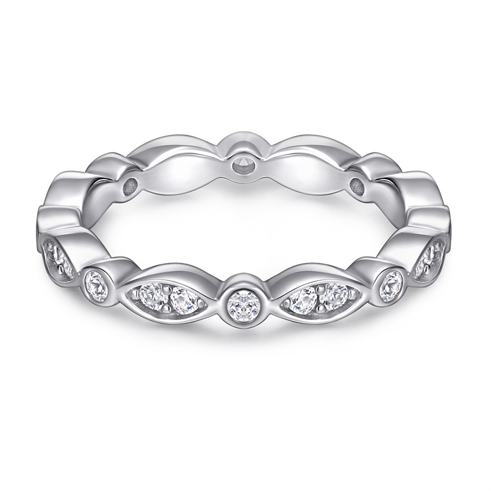 925 Sterling SilverMarquise Rose Gold White Wedding Band