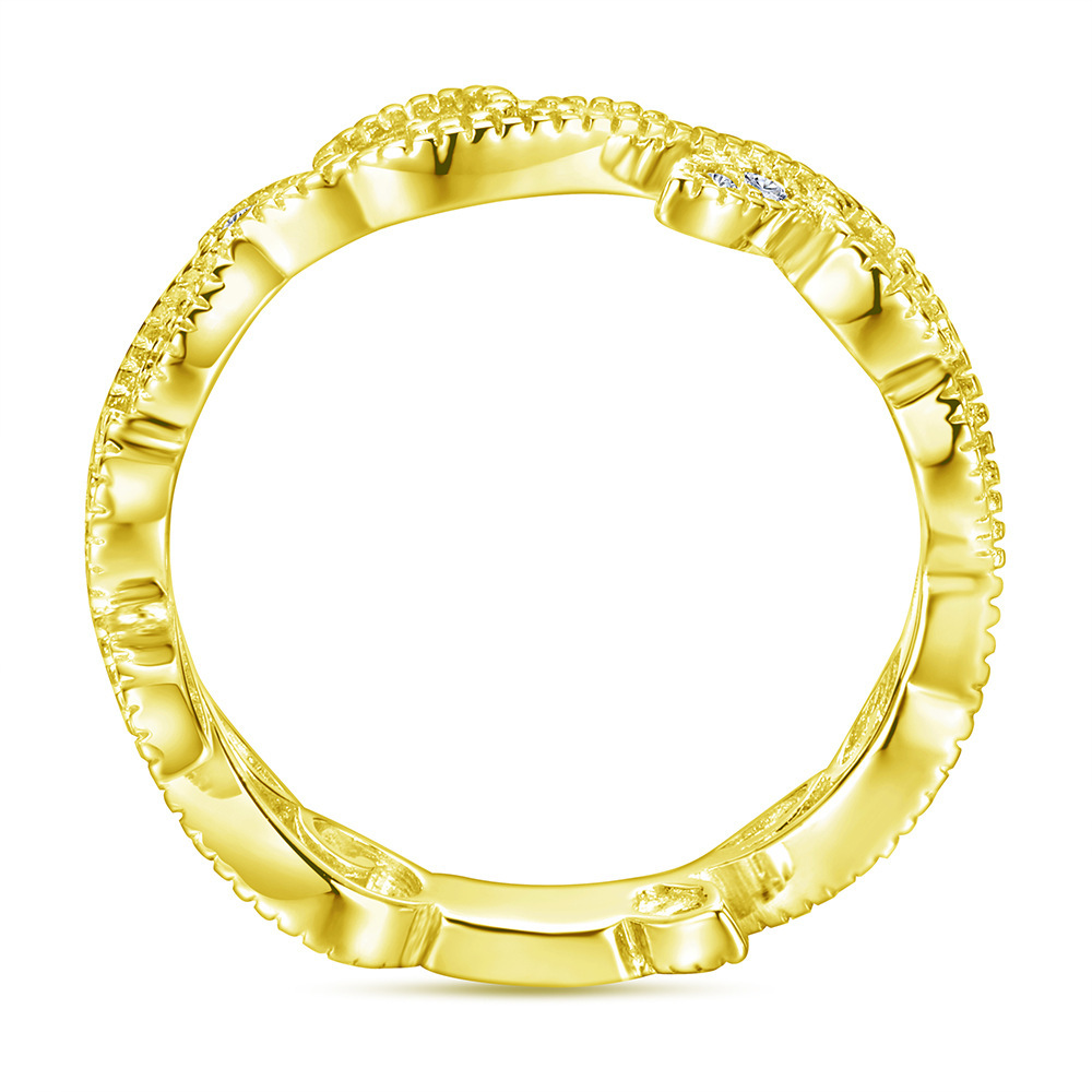 Fancy Vines Yellow Gold Rose Gold White Flower Leaf Wedding Band