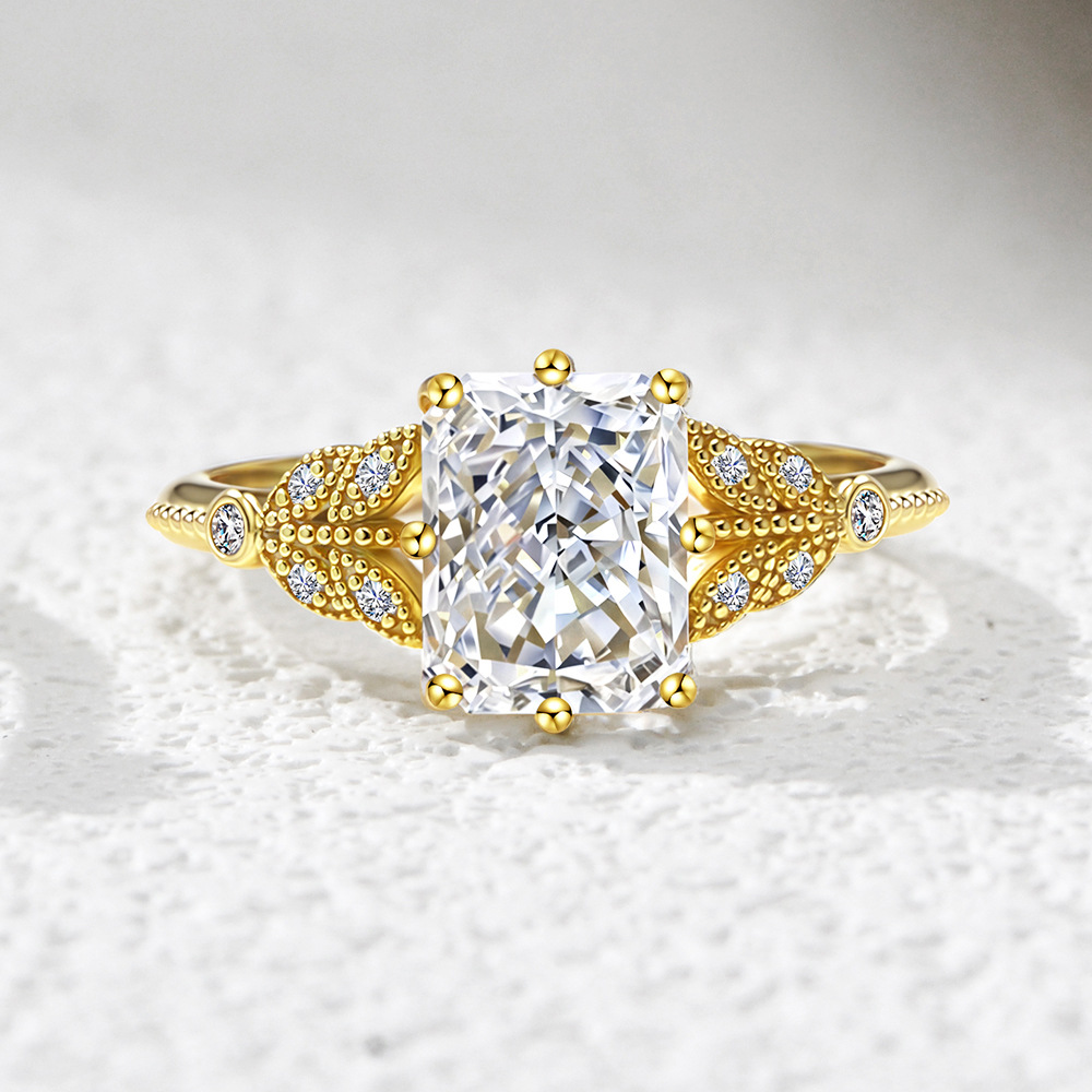 3Ct Radiant Cut Insert Luxury Stackable Crown Bridal Ring Set In Sterling Silver