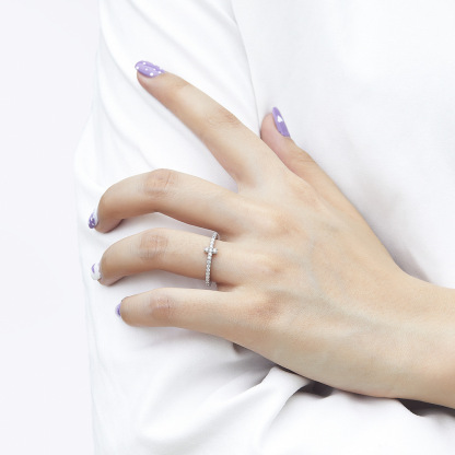 Plain Simple Sterling Silver Shape Design Rose Gold White Wedding Band