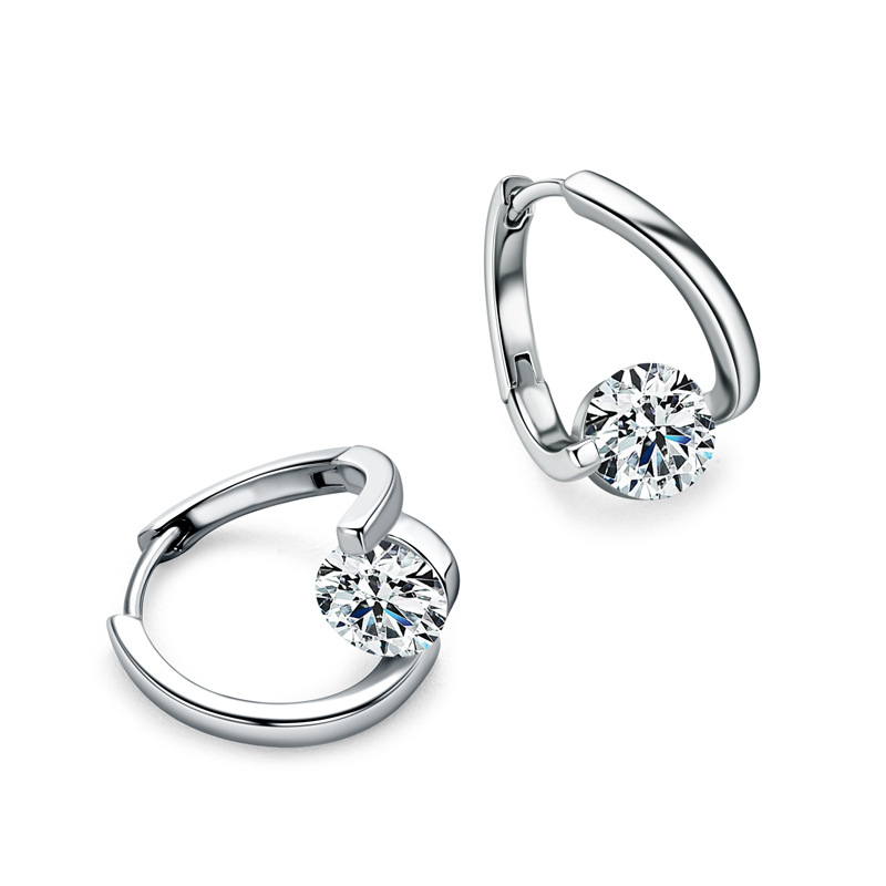 1Ct Moissanite Floating Circle Design Earrings