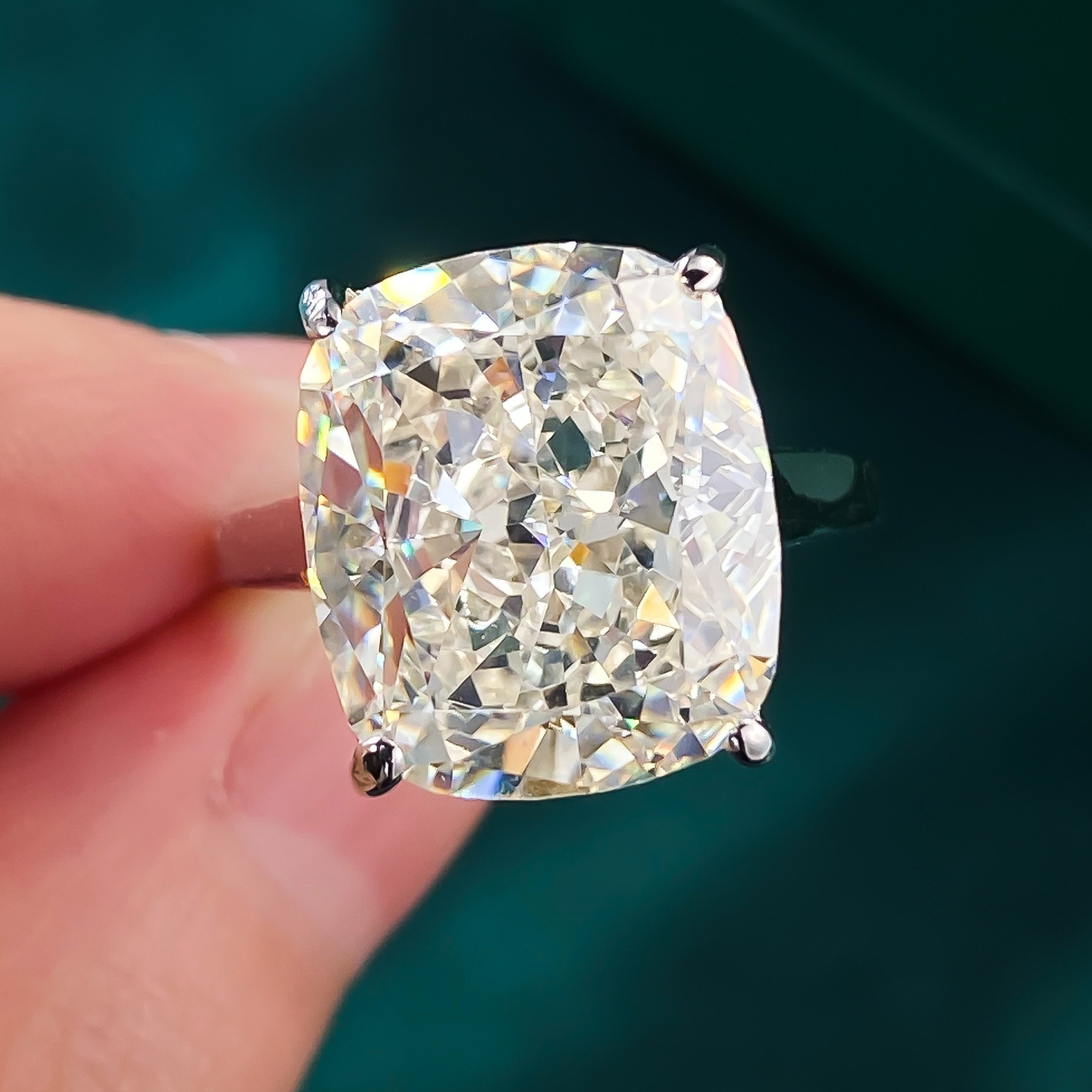 10Ct G-White Cushion Cut Solitaire Setting Ring-Sterling Silver-lornajewelry