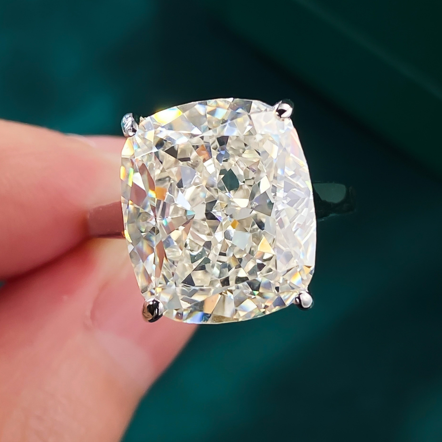 10Ct G-White Cushion Cut Solitaire Setting Ring-Sterling Silver-lornajewelry