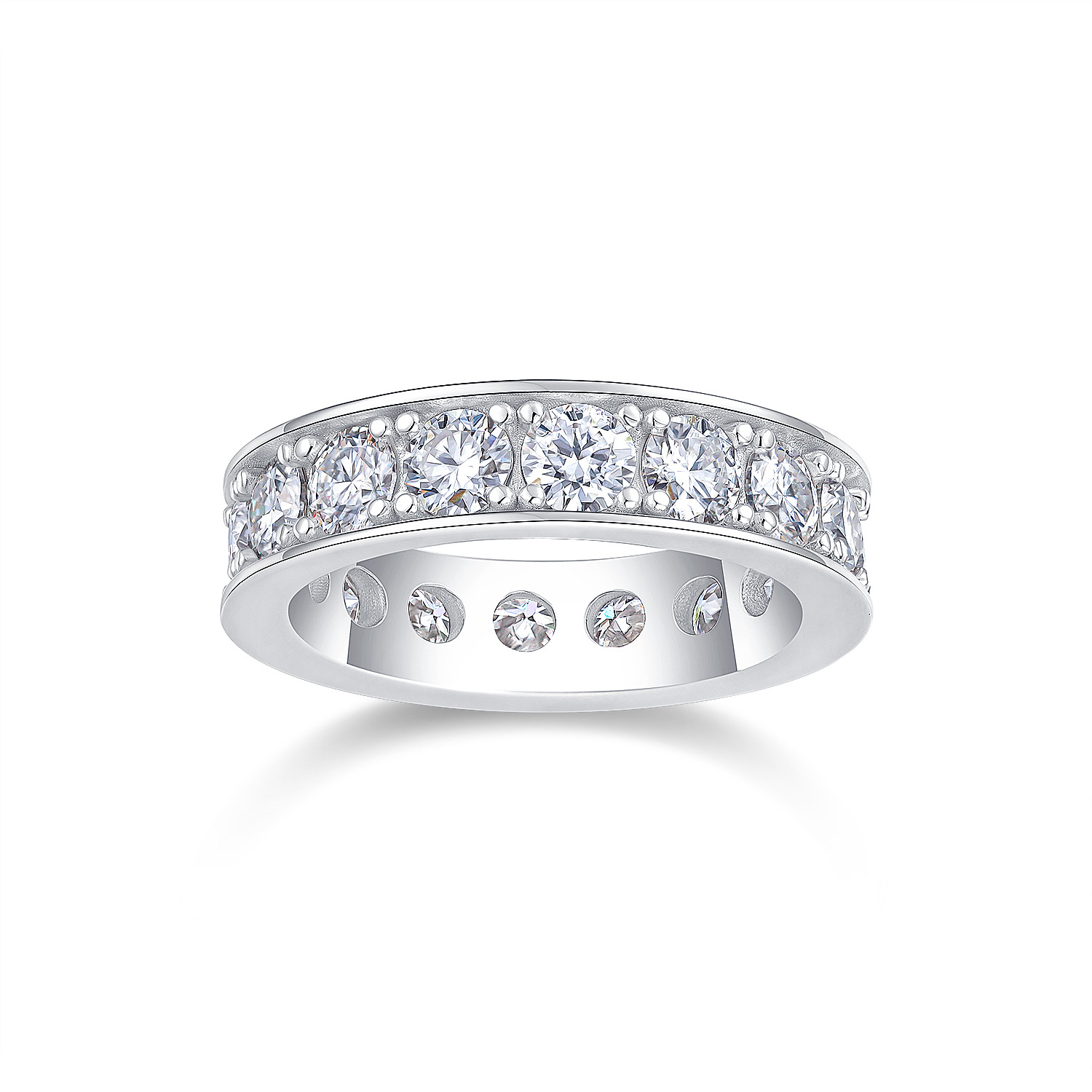 Halo Round Cut Moissanite Women's Wedding Band Ring