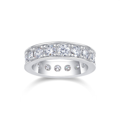 Halo Round Cut Moissanite Women's Wedding Band Ring