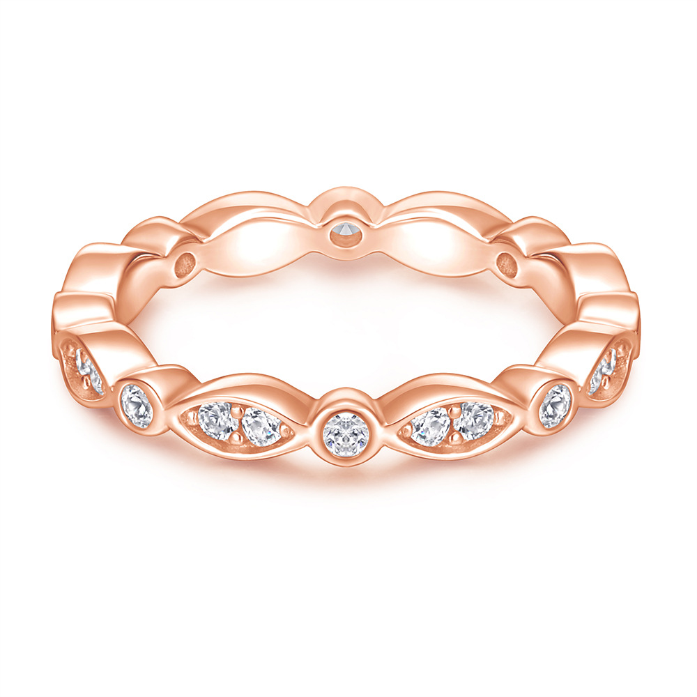 925 Sterling SilverMarquise Rose Gold White Wedding Band