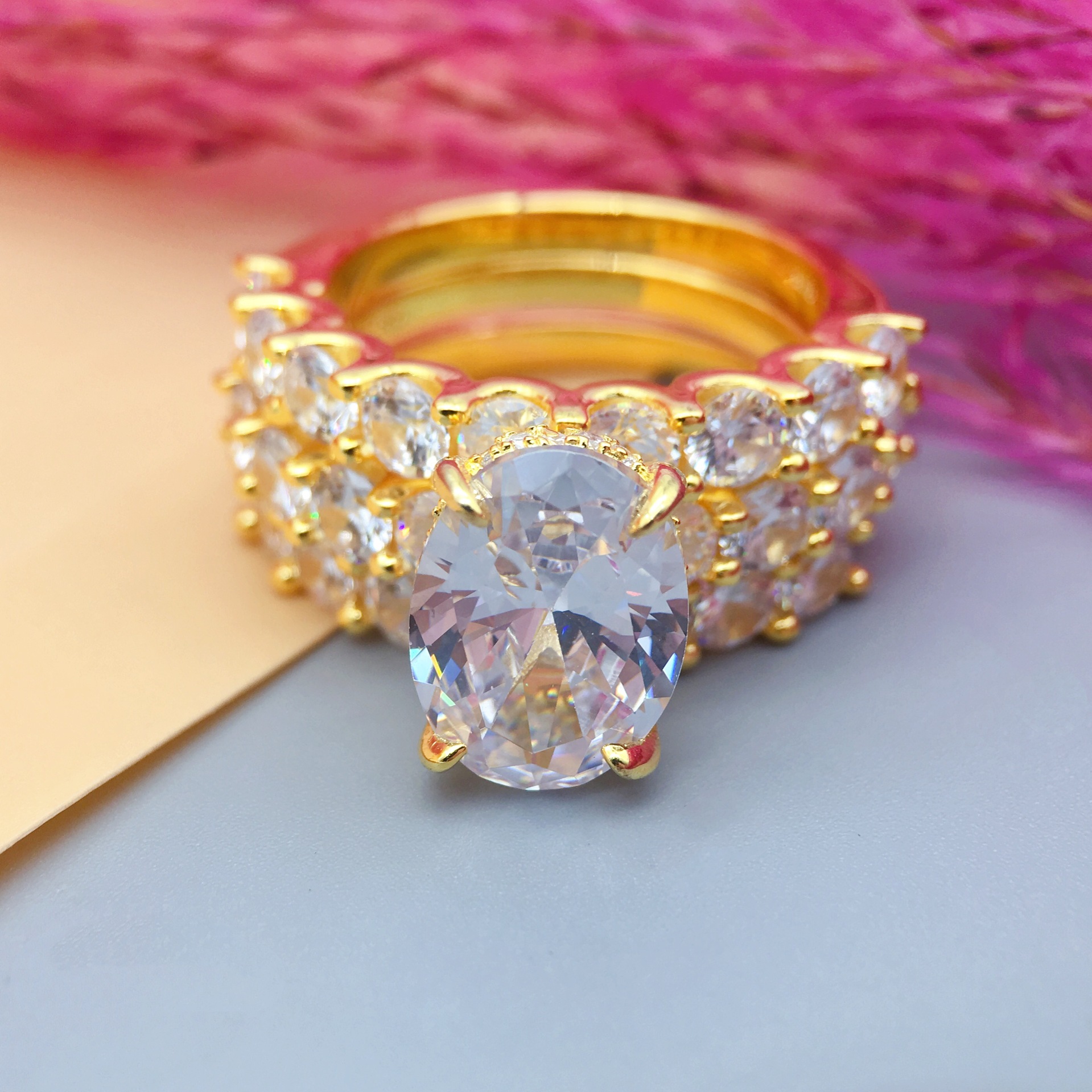 9CT Oval Cut 3-Piece Wedding Ring Set in Sterling Silver-Sterling Silver-lornajewelry