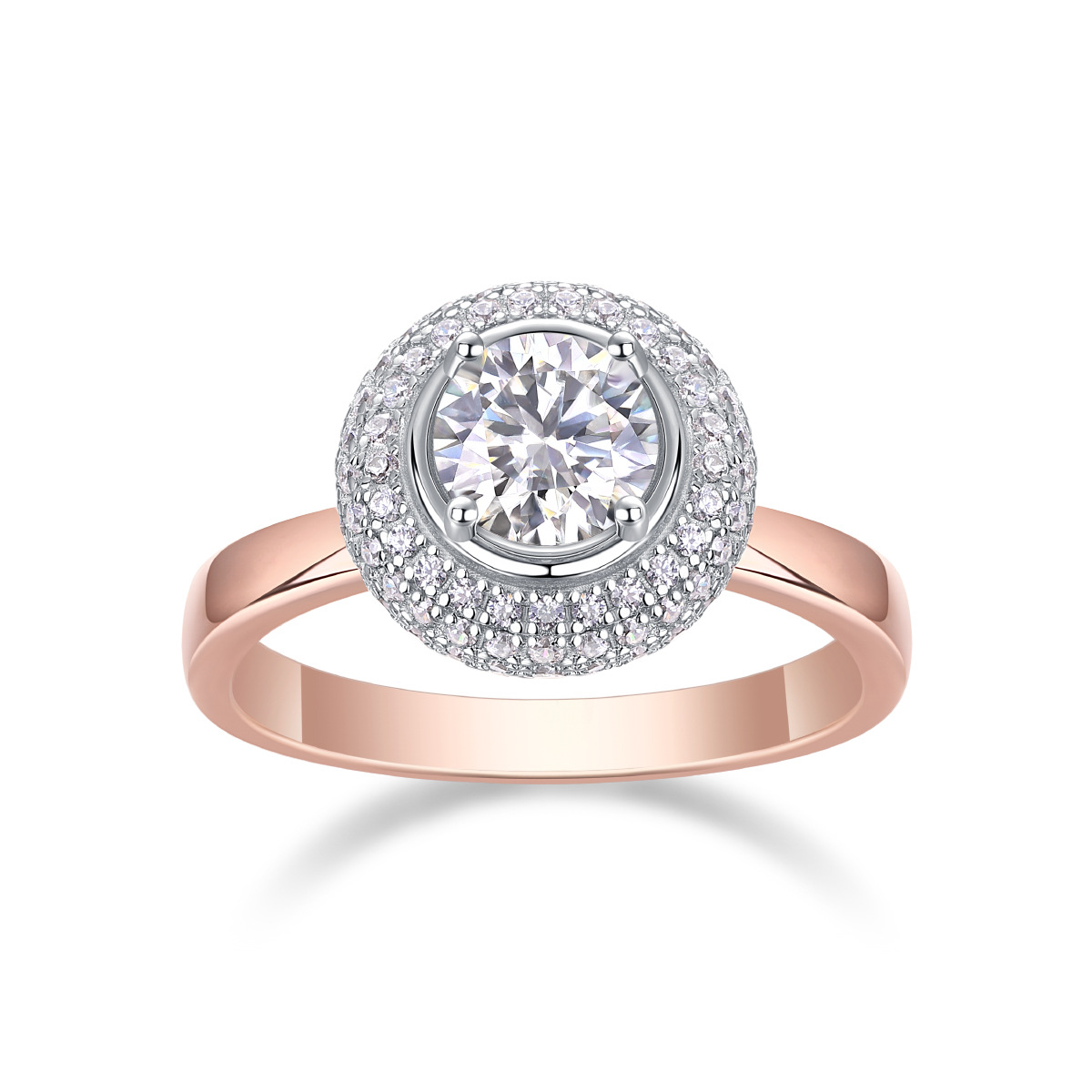 1Ct Round Cut Moissanite Centerpiece Halo Timeless Sparkle Sterling Silver Engagement Ring