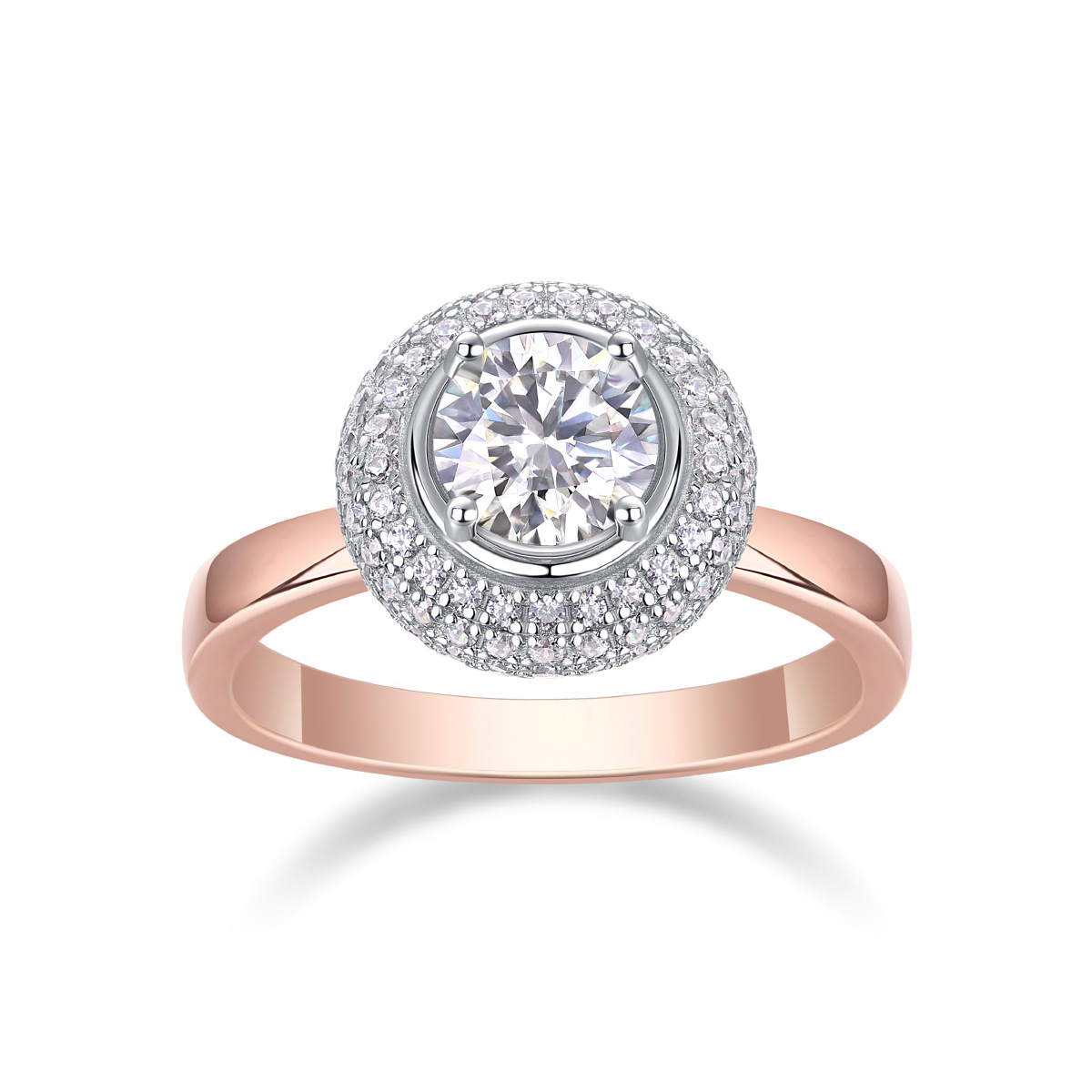 1Ct Round Cut Moissanite Centerpiece Halo Timeless Sparkle Sterling Silver Engagement Ring