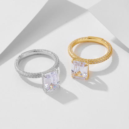 4Ct Perfect Match Chic Emerald Cut Engagement Ring in Sterling Silver