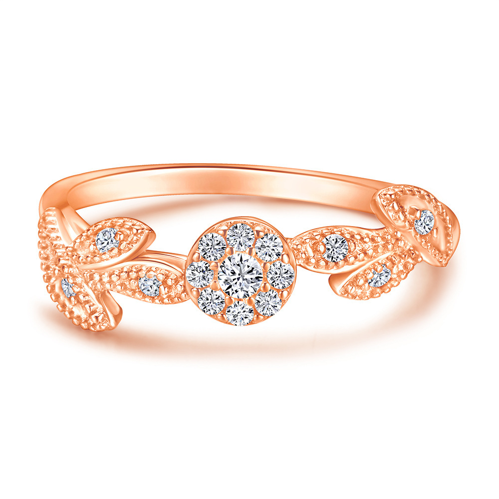 Day Gifts Leaf Statement White Yellow Gold Rose Gold Wedding Band