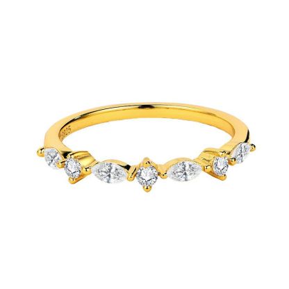 Elegant Yellow Gold Marquise Cut Simulated Diamond Wedding Band In Sterling Silver-Sterling Silver-lornajewelry