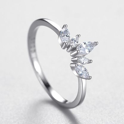 925Silver Rings Dainty Trendy Princess Crown Wedding Band 