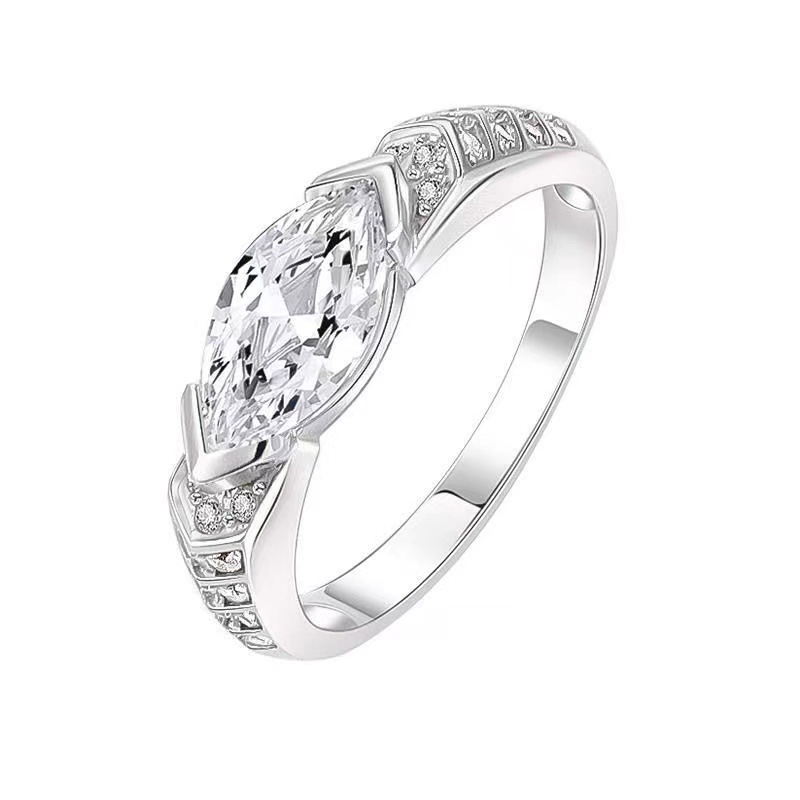 1Ct Marquise Cut White Gemstone Vintage Design Ring-Sterling Silver-lornajewelry