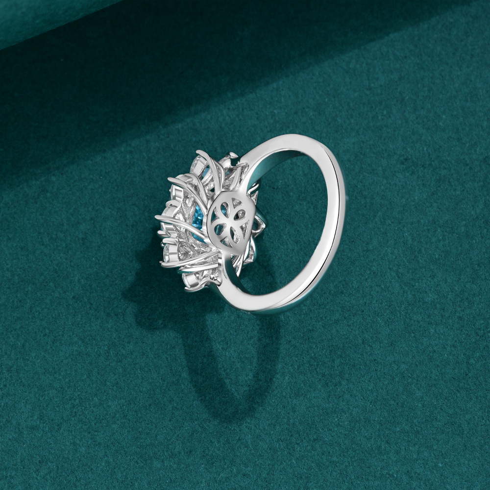 2.5Ct Cushion Cut Aquamarine Gemstone Halo Design Ring