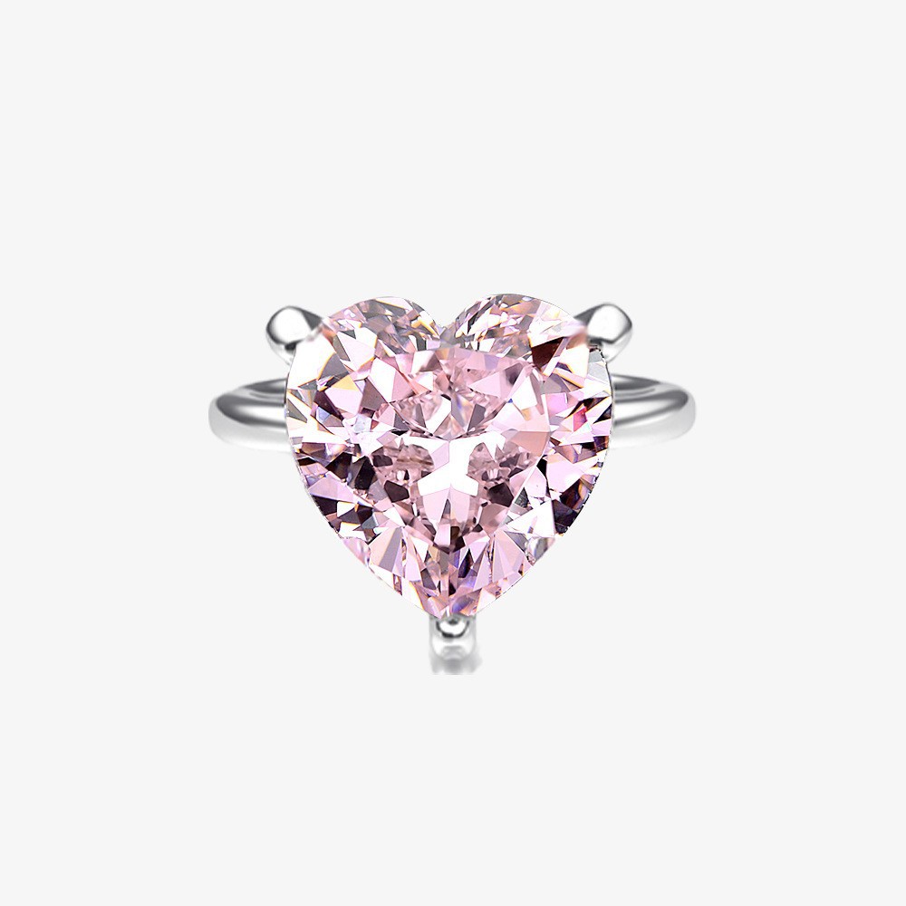 4Ct Heart Cut Pink Solitaire Engagement Ring In Sterling Silver-Sterling Silver-lornajewelry