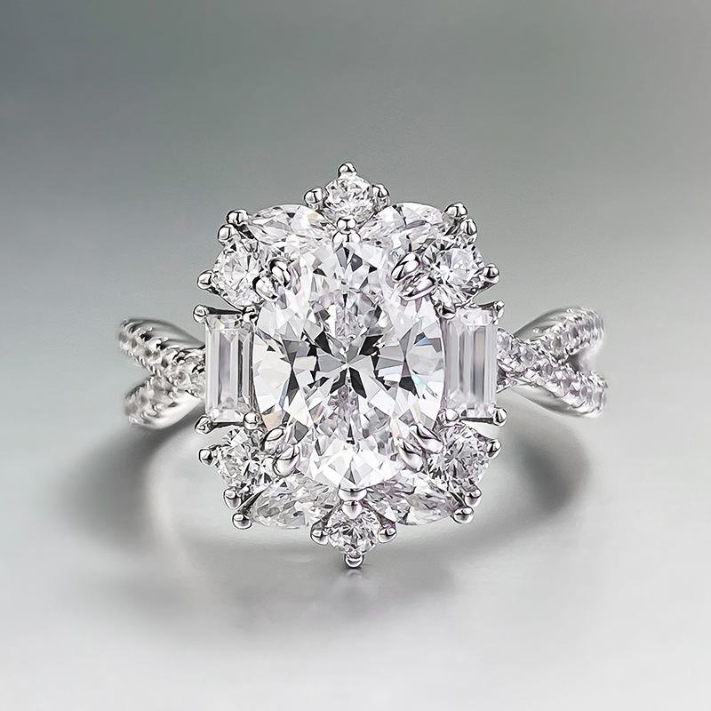 1.5Ct White Oval Cut Prong Setting Classic Style Ring-Sterling Silver-lornajewelry