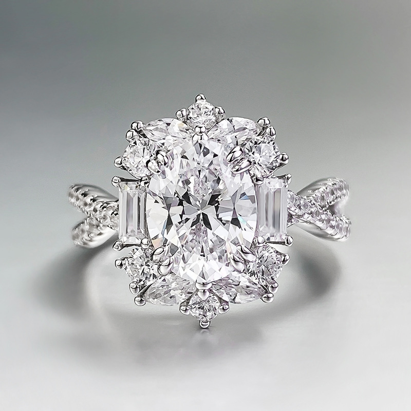 1.5Ct White Oval Cut Prong Setting Classic Style Ring-Sterling Silver-lornajewelry