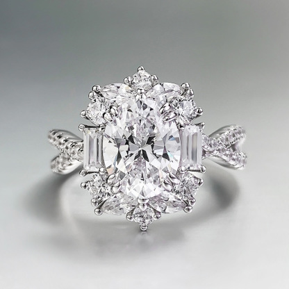 1.5Ct White Oval Cut Prong Setting Classic Style Ring-Sterling Silver-lornajewelry
