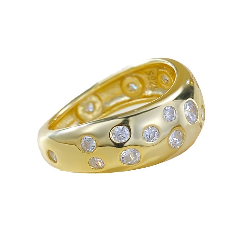 Yellow Gold Round Cut Bezel Setting Band-Sterling Silver-lornajewelry