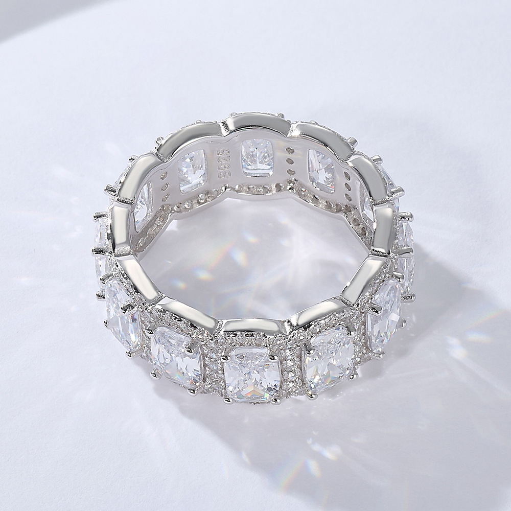 Cushion Cut Wedding Band in Sterling Silver