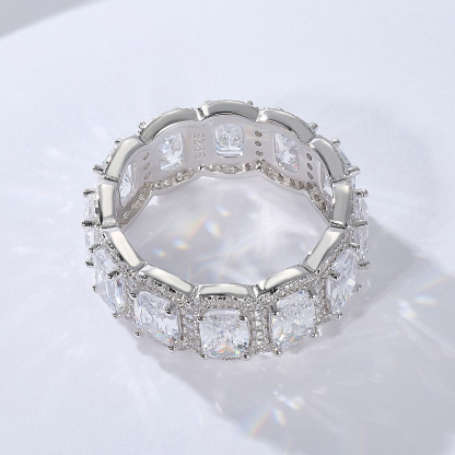 Cushion Cut Wedding Band in Sterling Silver
