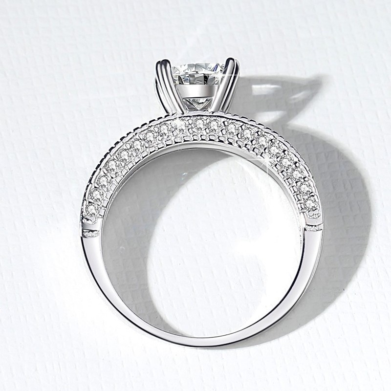 1.2Ct Moissanite Princess Cut Sterling Silver Engagement Ring-Sterling Silver-lornajewelry