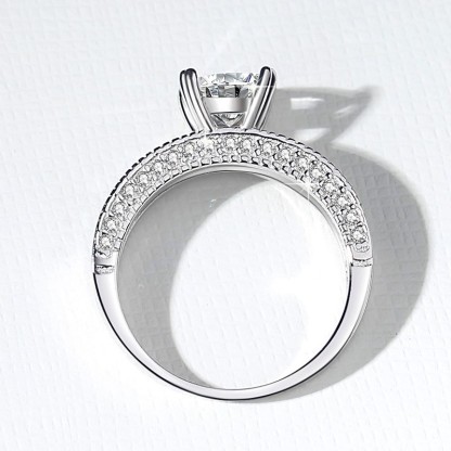 1.2Ct Moissanite Princess Cut Sterling Silver Engagement Ring-Sterling Silver-lornajewelry