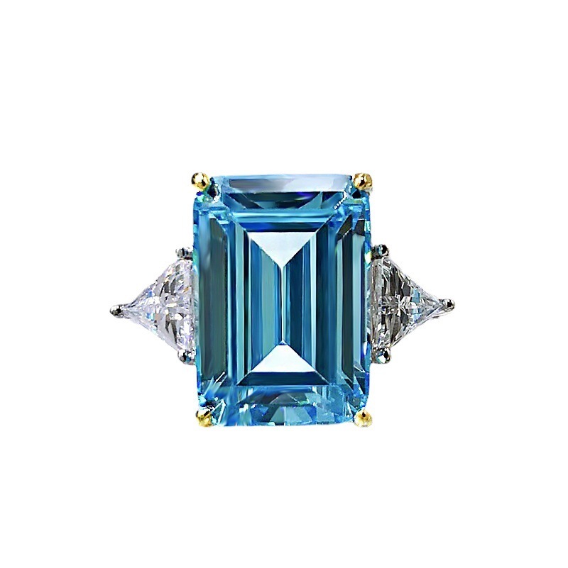 7Ct Emerald Cut Three-Stone Engagement Ring For Women In Sterling Silver-Sterling Silver-lornajewelry
