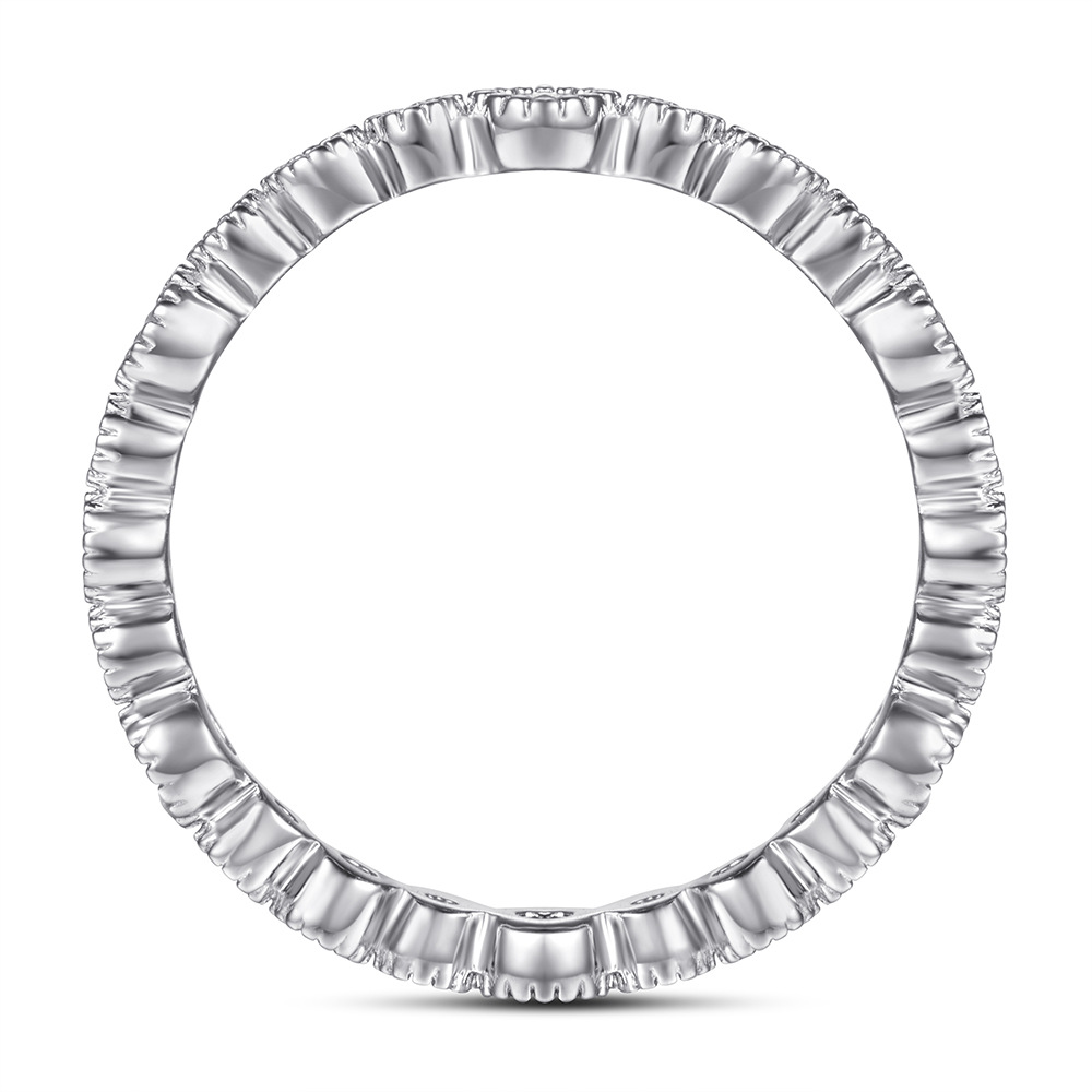 Stackable Anniversary Eternity Rose Gold White Wedding Band