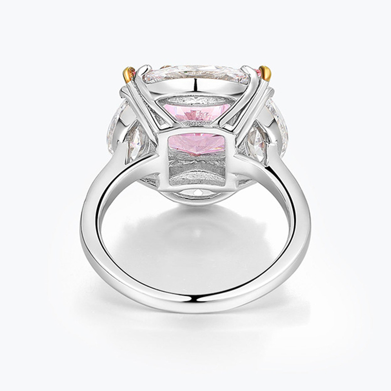 4Ct Pink Diamond Radiant Cut Prong Setting Luxury Style Ring-Sterling Silver-lornajewelry