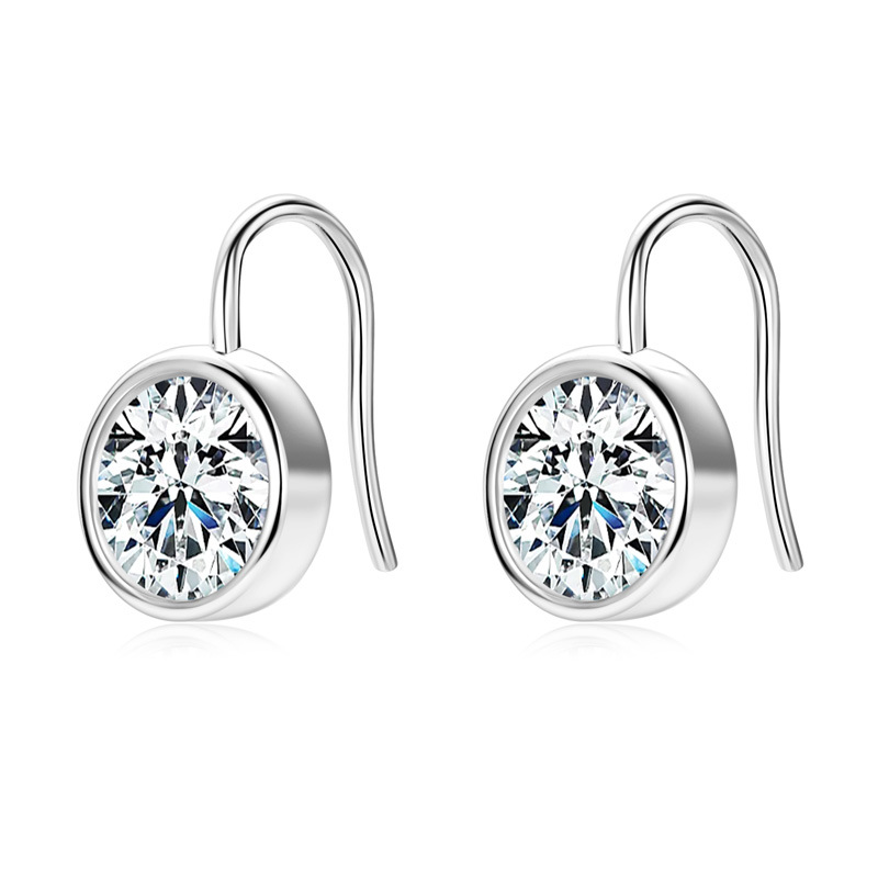 4Ct Moissanite Bezel-Set French Hook Earrings in 925 Silver