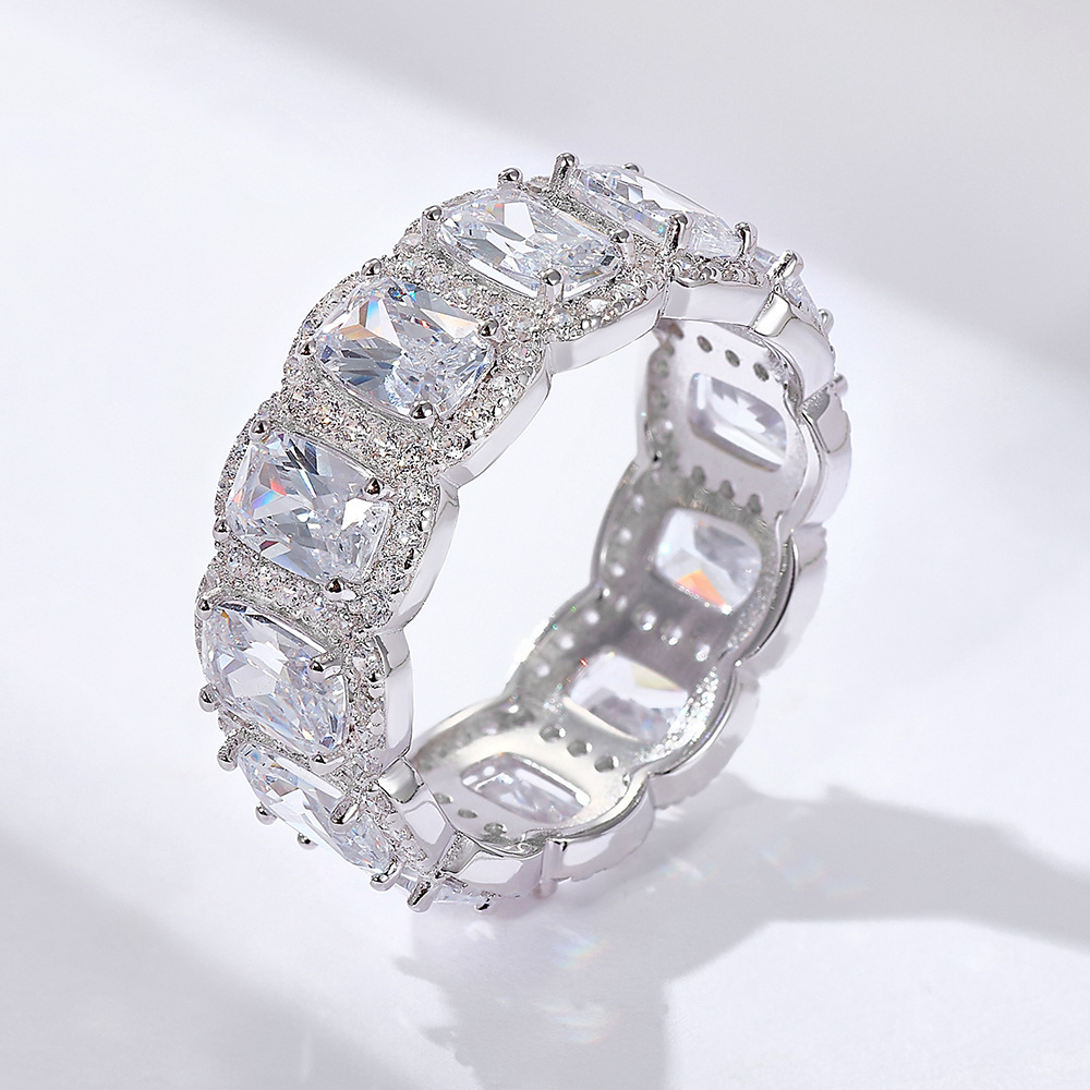 Cushion Cut Wedding Band in Sterling Silver