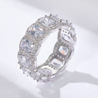 Cushion Cut Wedding Band in Sterling Silver