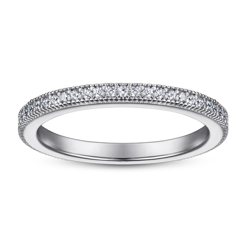 [Copy]Sterling Silver Irregular Design Delicate Multi-Stone Wedding Band