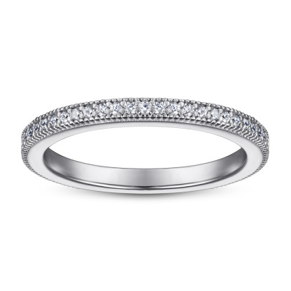 925 Silver All Around Eternity Stackable Rose Gold White Wedding Band